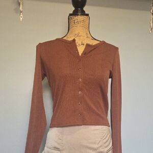 American Eagle Outfitters Rust Button-Up Shirt